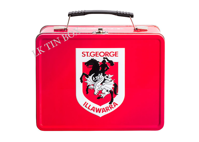 Custom Printed Rectangular Tin Lunch Box With Embossing , Metal Lunch Boxes For Kids