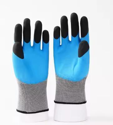 Blue 13g Latex Dipped Work Gloves Breathable Nitrile Foam Coated Gloves