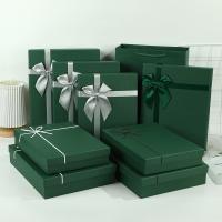 Customized Rectangular Gift Box With Lid And Dark Green Packaging Box With Bow Photo Album Clothing Gift Box