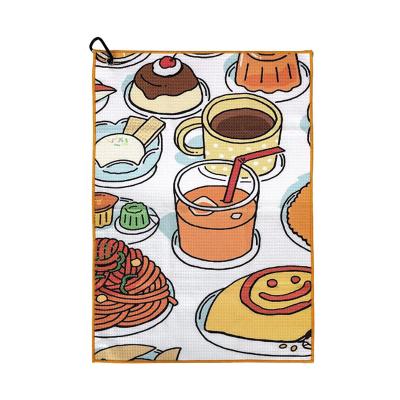 Printed microfiber waffle pattern tour golf club cleaning towel custom logo sublimation golf towel