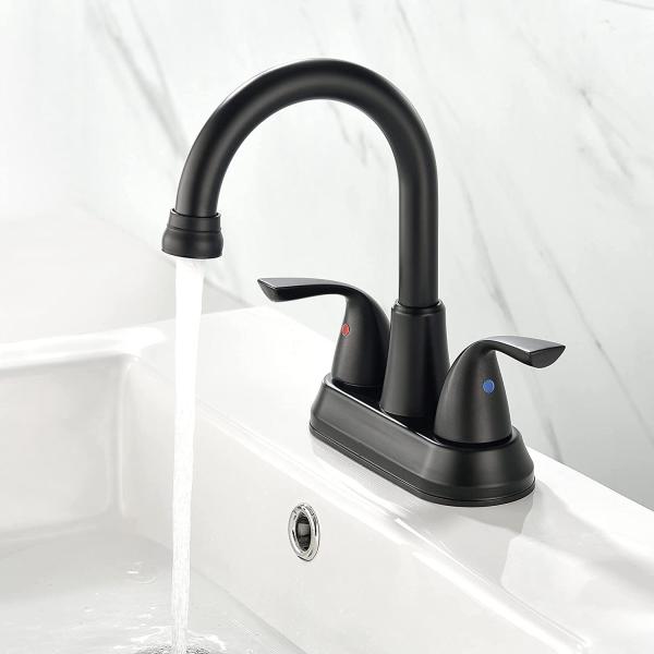 4'' High Arc Centerset Bathroom Faucet In Satin Nickel Matte Black
