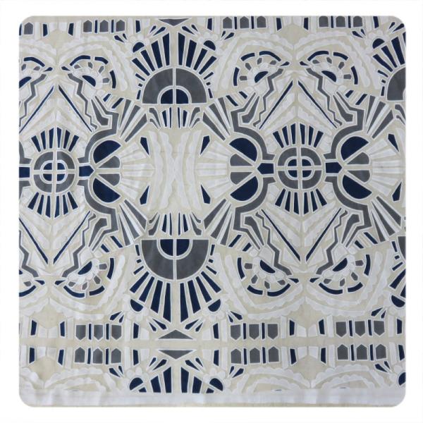 White And Black Big Geometric Cotton Polyester  Lace Fabric , 1.45 - 1.5m