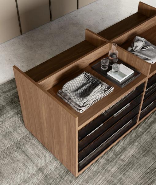 Guarda-roupa moderna personalizada de madeira de chapéu Guarda-roupa de quarto com portas de vidro
