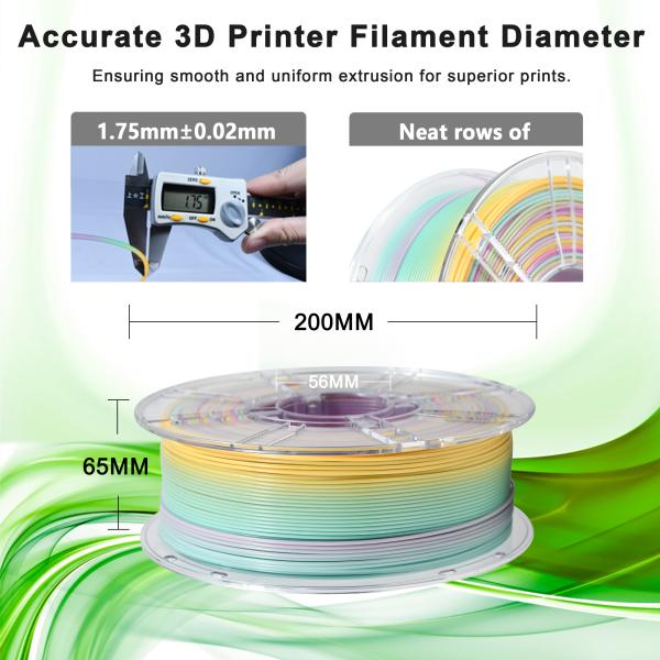 Iboss High Quality 1.75mm Morandi Rainbow 3D Filament 1kg  PLA+ Filament Decorative Rainbow 3D Printing Filament