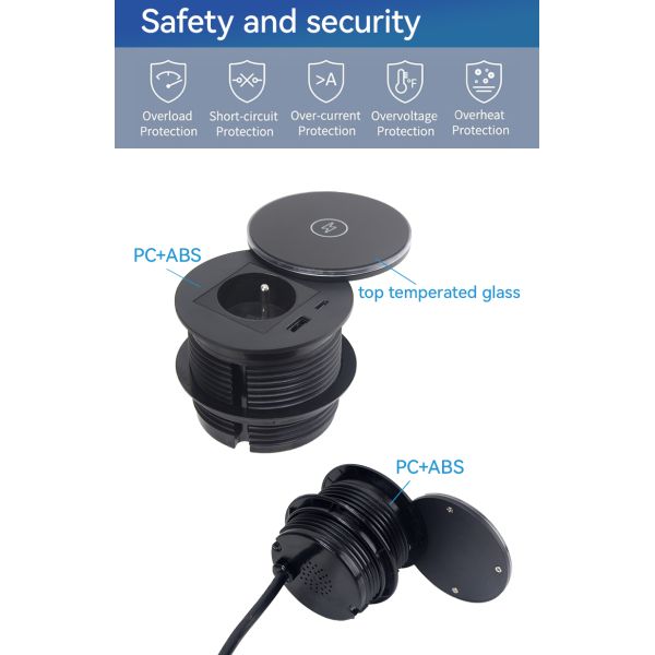 15W Fast Charging Desktop Power Grommet For Conference Tables OEM