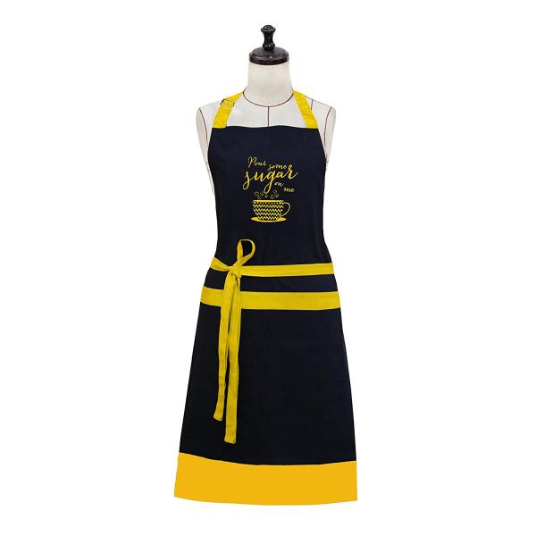 Embroidered 100% Cotton Professional Apron for Men & Women with Adjustable Neck & Centre Pockets Perfect for Cooking