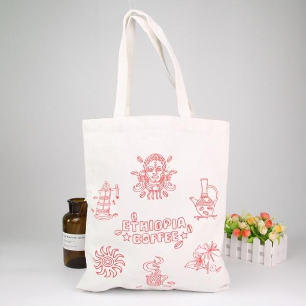 Canvas Printed Reusable Shopping Bags Advertising Cotton Cloth For Student Laptop
