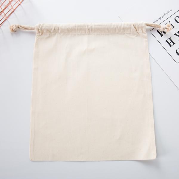 Natural Cotton Drawstring Dust Bag With Waterproof Cloth For School Bag Trolley Packaging