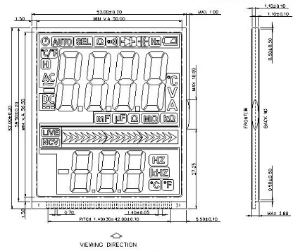 Мультиметр настраиваемая панель ЖК-дисплея VA VDD 3.3V сегмент ЖК-дисплей