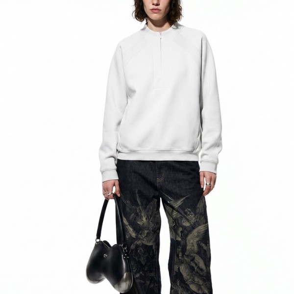 Custom OEM Lycra Pique Stretch Half Zip Sweatshirt, Jelly Double Sided Fabric Casual Pullover