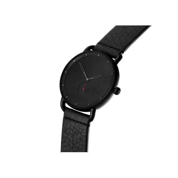 Stainless steel chronograph watch mens luxury watches black genuine leather band