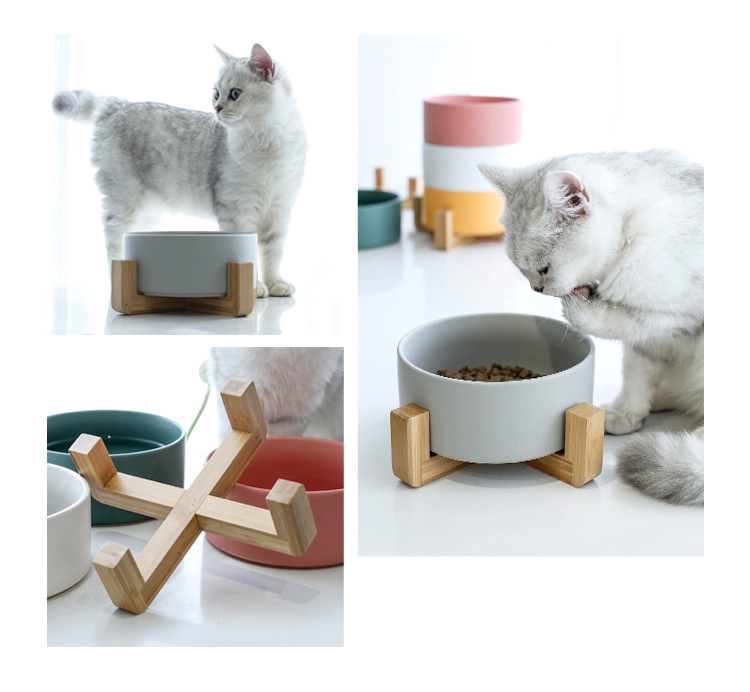 Фидер корма для домашних животных шара уникального красочного кота 15.5*7cm керамический