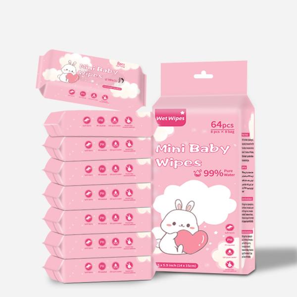 68pcs 14*15cm Baby Wet Wipes Fragrance Free Alcohol Free Wet Wipes 99% Water