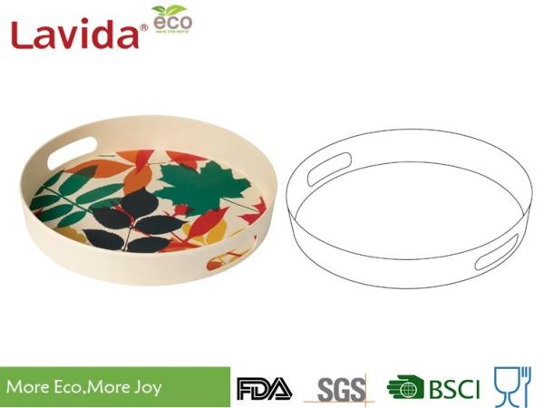 Christmast Design Bamboo Fiber Tray Shatter - Proof Mat Finished Smooth Surface