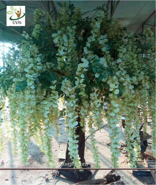 UVG 2 meter artificial indoor tree with green silk wisteria flowers for wedding decoration
