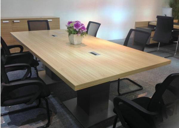 Top Thickness 45mm Melamine Conference Table Golden Walnut Color Surface