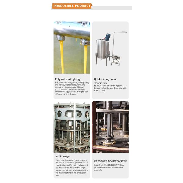 1.5kw SS Waffle Basket Ligne de production Wafer Biscuit Machine