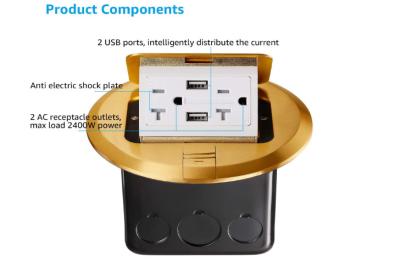 Customized GFCI Water Rated Round Floor Socket 125v Brass Alloy