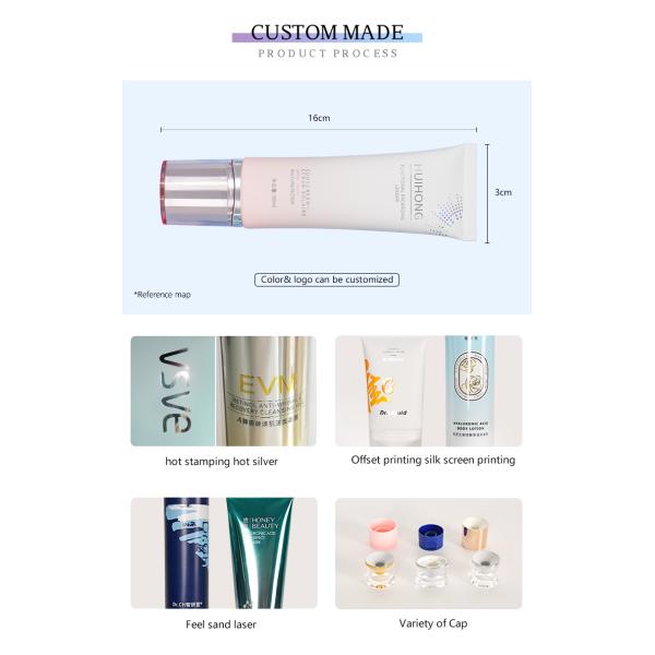 Овальная пластиковая косметическая пластиковая упаковка выжимкы солнцезащитного крема сливк CC BB лосьона трубок