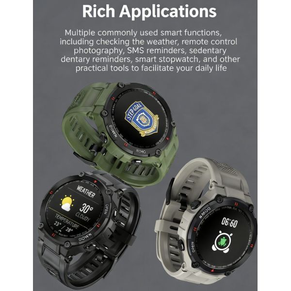 OEM Rugged IP68 Waterproof Smartwatch Fitness Tracker Supports Multiple Languages