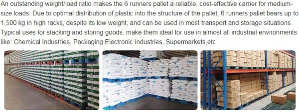Light weight one time plastic pallets for transport and storage, Heavy duty cross bottom plastic pallet with 6 runners