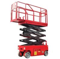 Elevador de tesoura elétrico autopropulsado 6m 8m 12m plataforma de trabalho elevada 230kg proteção automática contra buracos