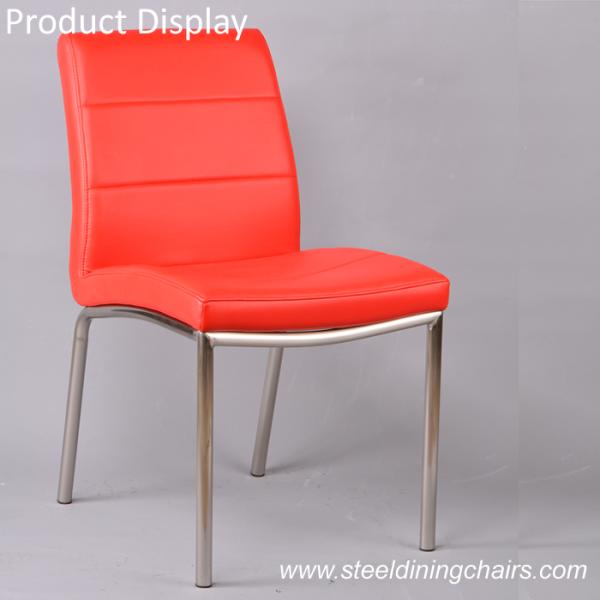 Faux Leather Upholstery 46cm 56cm 82cm Brushed Stainless Steel Dining Chairs