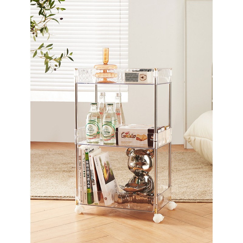 Trolley Storage Rack Transparent Multi-floor Movable Living Room Kitchen Household Bathroom Debris Storage Rack
