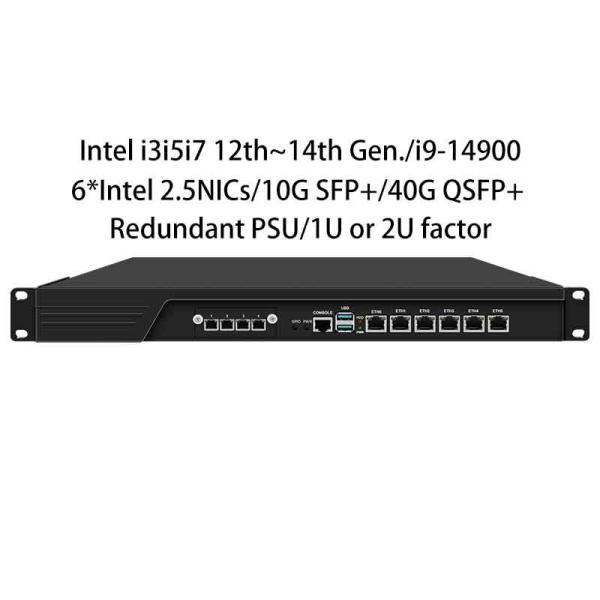 Zynshield 1U Rackmount Firewall B760 i7 13700 i9 14900 6 2.5G 40G QSFP+ Redundant Bypass