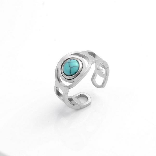 Ring women's fashion niche design sense titanium steel peacock stone women's ring light luxury temperament versatile open index finger ring