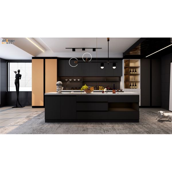 Brushed Aluminum Kitchen Cabinet with Saudi Modern Design and Display Cabinet