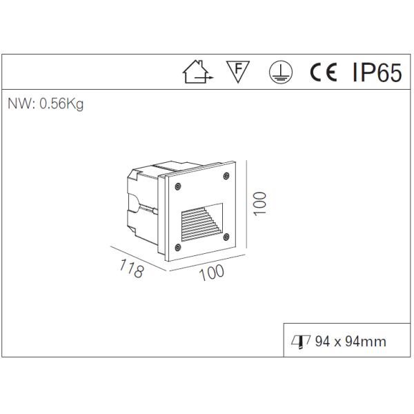 3W IP65 CE ROHS Approval Outdoor LED WALL Lights / Decorative Square LED Stair Lights