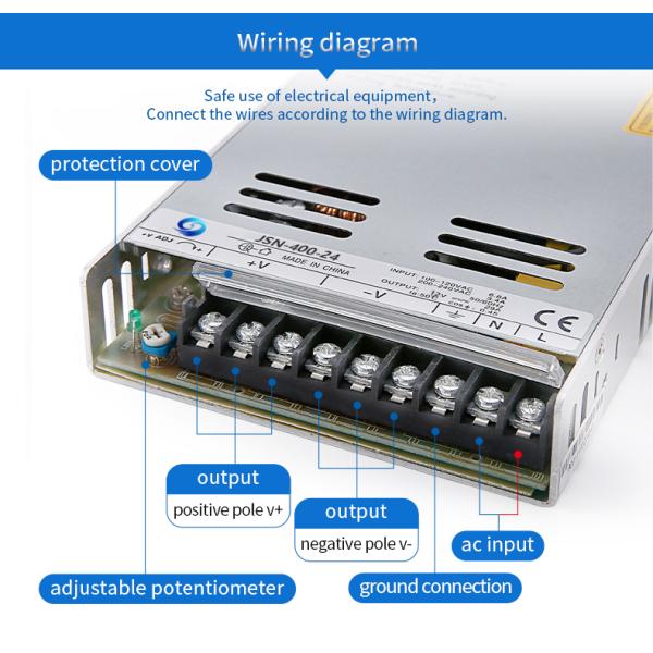 Stainless Steel 400W 24V LED Strips Power Supply With Fan Cooling