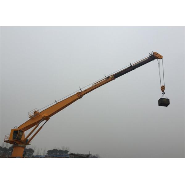 Yellow 3T40M Telescopic Boom Marine Pedestal Crane With ABS Certificate