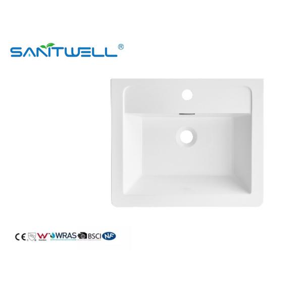 Popular Models SWBG500 Wholesale Sanitary Ware Stone Resin Basins Glossy White Cabinet Basins