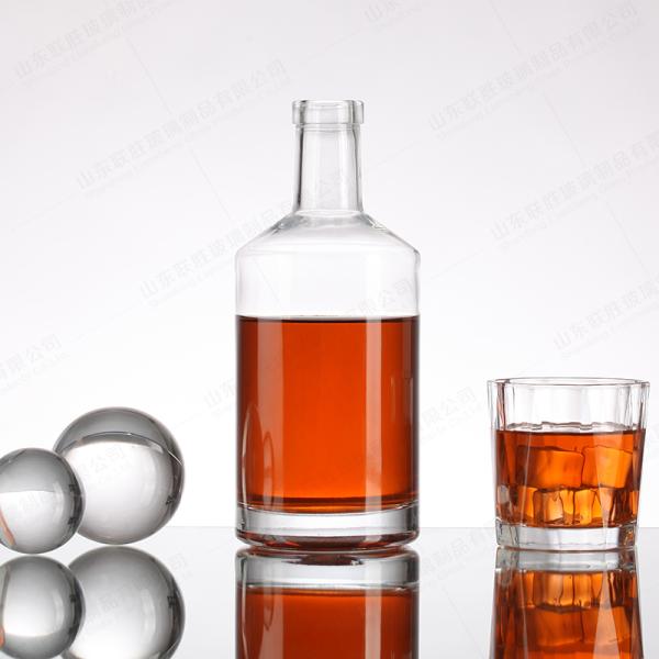 Material del cuerpo Vidrio Botella vacía redonda para vino Gin Ron Brandy Vodka Liquor 750ml 500ml