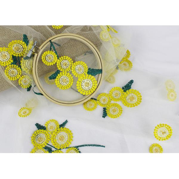 Красивый солнцецвет 3Д вышил ткани шнурка для Веддинг украшения одежды