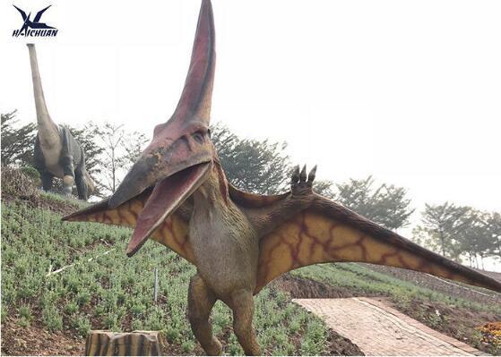 Life Size Velociraptor Outdoor Dinosaur  , Waterproof Little Pterosaur Dinosaur Garden Sculpture 