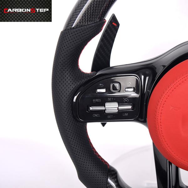 W213 Matte Carbon Fiber Mercedes Benz Steering Wheel 380mm Black Amg Leather Led