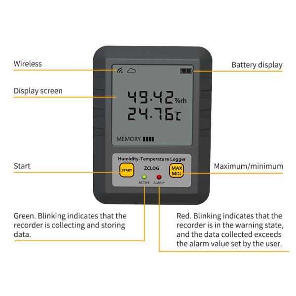 Sampling Interval 0.1mins-24h Pharmaceutical Industry WIFI LCD Display Temperature and Humidity Data Logger