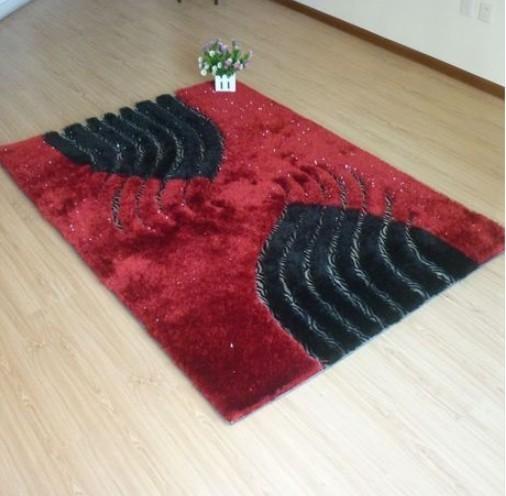 New Leather under Mixed with Polyester Silk Shaggy Carpet and Rug