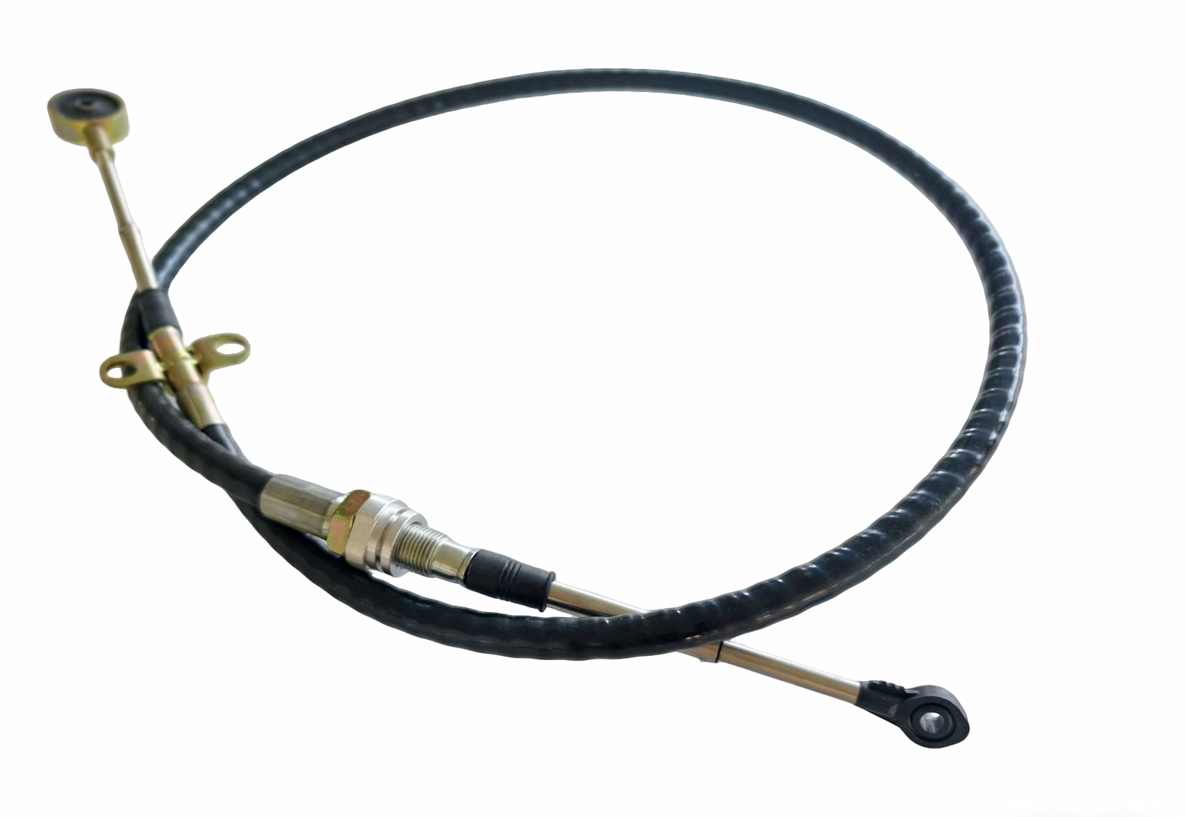 Heavy-Duty Push-Pull Control Cable With Threaded Bulkhead And Rod End