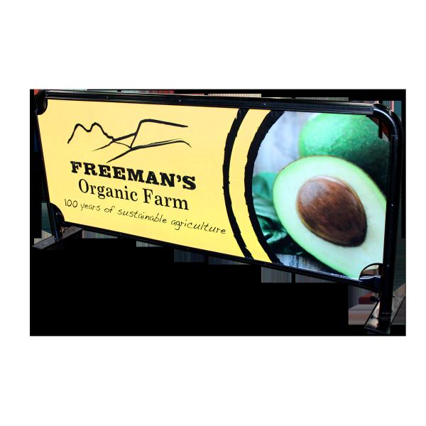 2m Coffee Shop Barriers Digital Printing PVC Square Tube Double Pipe Foot