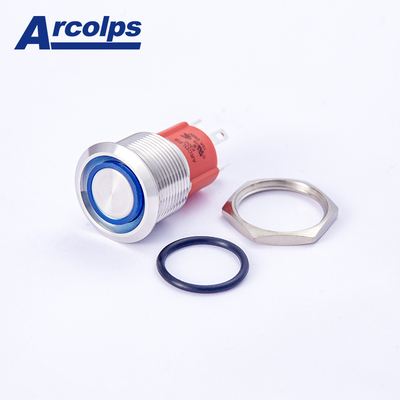 IP66 Waterproof 10A Current Rating Ring Illuminated LED Metal Push Button Switch 8300 Series