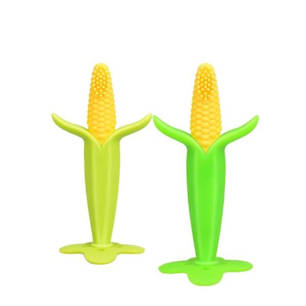 O milho dá forma ao bebê unisex Teether do silicone que sai os dentes a escova de dentes infantil Teether