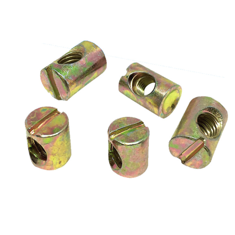 Color zinc hammer nut M6 I-shaped hammer cylinder transverse hole three-in-one connector furniture parts screw nut M8
