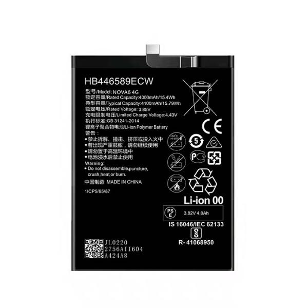 cell phone battery for huawei nova6 4g phone battery HB446589ECW v30 pro 4000mah