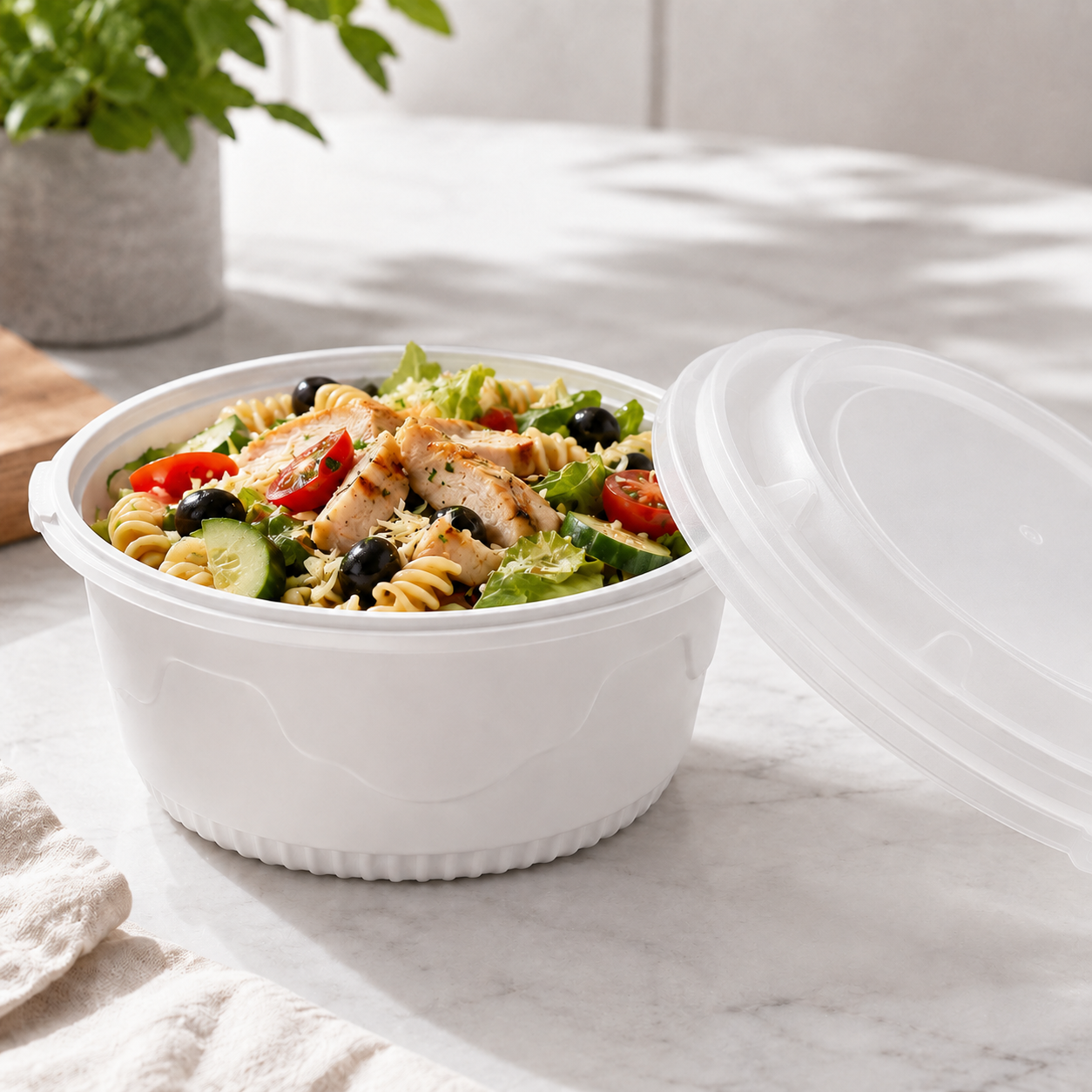 1050ml Large PP Takeaway Meal Snap Lock Bowls with Tamper Evident Secure Lid