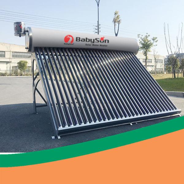 Open loop unpressurized evacuated tube commercial solar water heater