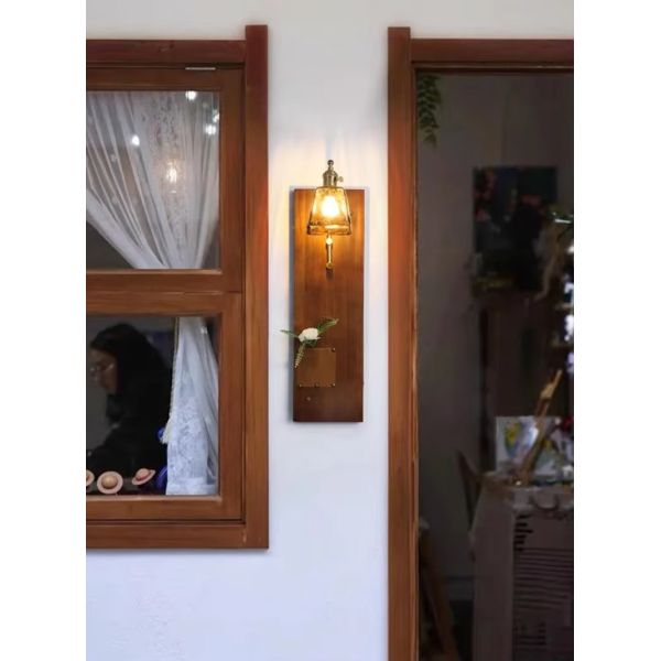 Japan Retro  Art Iron Glass Wood LED Decor Wall Lamp (WH-VR-127)
